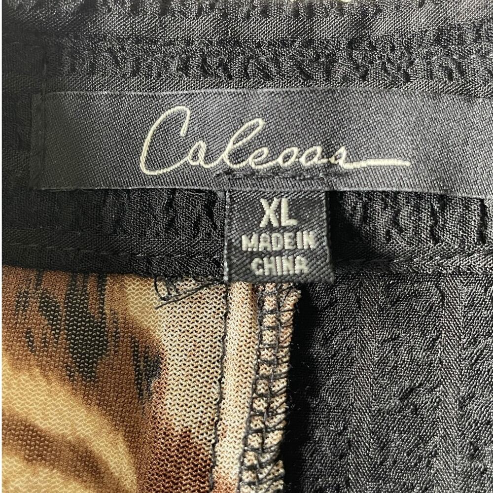 Calessa Tunic Top Sz XL Velvet Burnout Lace Floral Animal Prints Artsy Lagenlook - Picture 6 of 12